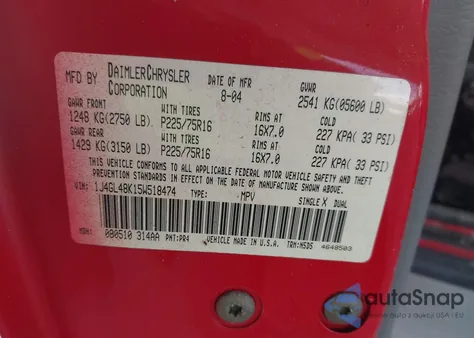 2005 Jeep Liberty Sport z USA, uszkodzony, nr VIN 1J4GL48K15W518474